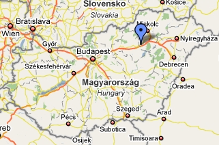 Map showing Kovacs location in north-eastern Hungary